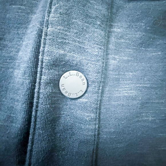 L.L. Bean Slightly Fitted L REG Blue Button Jacket Shirt Men’s 516015 Workwear - Picture 3 of 9